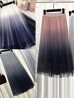 กระโปรงแฟชั่นอัดพลัทสีไล่เฉดสุดฮิต 3สี รหัส 2145