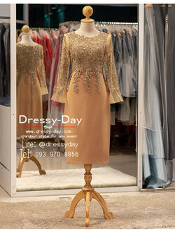 รหัส ชุดเจ้าภาพ : PFS098 ชุดแม่เจ้าสาวงานเช้า ชุดแม่เจ้าบ่าวตอนเช้า คนอ้วน อวบ ใส่สวย หรูหราโดดเด่นสมฐานะเจ้าภาพ