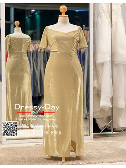 รหัส ชุดราตรียาว : PFL090 ชุดราตรียาว สีทอง ไหล่เปาด เข้ารูป ผ่าด้านข้างสุดเซ็กซี่ เหมาะใส่ออกงานกลางคืน งานแต่งงาน งานกาล่าดินเนอร์ งานเลี้ยง งานพรอม งานรับกระบี่