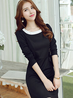 ชุดเดรสแฟชั่นสีดำ แขนยาวใส่ทำงานหรือออกงานได้สวยหรู รหัส 1446