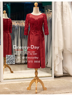 รหัส ชุดเจ้าภาพ :PFS092 ชุดราตรีสั้น มีแขน ปักลูกไม้ สวย หรู หวานละมุนแบบมีคลาส ใส่ไปงานแต่งงานเช้า กลางวัน กลางคืน คนอ้วน คนอวบใส่สวย