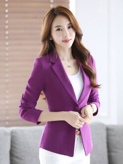 เสื้อสูทผู้หญิงสีม่วงใส่ทำงาน สไตล์เรียบหรู 5 ไซส S/M/L/XL/2XL รหัส 1759