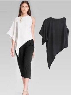 เสื้อแฟชั่นคอกลมแขนกุด ข้างนึงระบายพริ้ว สไตล์เกาหลี มี 2 สี รหัส 1771