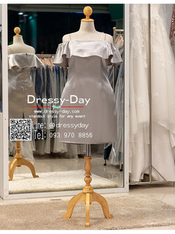 รหัส ชุดราตรี :PAS005 ชุดราตรีสั้นพร้อมส่ง ชุดราตรีสั้น เปิดไหล่ ชุดไปงานแต่งกลางคืน กลางวัน คนอ้วนใส่สวย