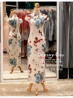 รหัส ชุดกี่เพ้า : KPL167 ชุดตรุษจีน โมเดิรน์ ชุดกี่เพ้าแฟชัน หญิง คนอ้วน อวบ ใส่สวย หรู อินเทรนด์