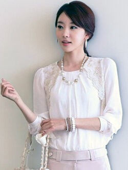 เสื้อแฟชั่นแขนยาวสีขาวใส่ออกงานสวยหรู รหัส 1985