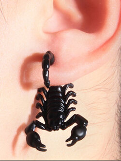 ต่างหูแฟชั่น รูปแมงป่องสีดำ รหัส E003