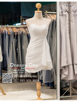 รหัส ชุดราตรีสั้น :BB130 ชุดแซก pre wedding แซก ชุดราตรี เกาะอก สีขาว เหมาะใส่งานแต่งงาน งานหมั้น งานกลางวัน กลางคืน ชุดถ่ายพรีเวดดิ้งใส่ถ่ายพรีเวดดิ้งแนวเจ้าหญิง