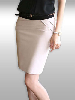 กระโปรงสั้นสีครีมใส่ทำงาน มี 7 ไซส รหัส 2090