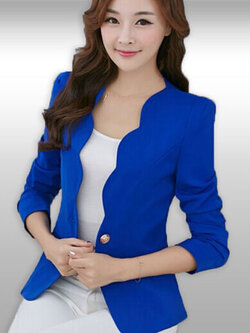 เสื้อสูทผู้หญิงแฟชั่นปกหยักแบบเรียบหรู มี5ไซส รหัส2408 BLUE