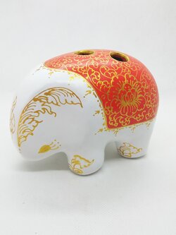 ช้างเสียบดินสอปากกา Size S ขาวแดง