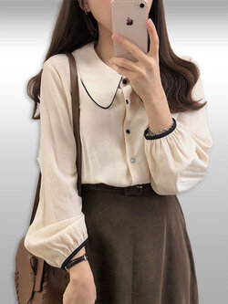 เสื้อแฟชั่นคอปกแบบสวยหรูสไตล์เกาหลี มี2สี รหัส2285