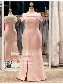 รหัส ชุดราตรียาว : PFL064 ชุดราตรียาวมีแขน เปิดไหล่ ชุดไปงานแต่งกลางคืน คนอ้วนใส่สวย