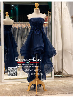 รหัส ชุดราตรีสั้น :PFS086 ชุดราตรีหน้าสั้นหลังยาว เกาะอก พร้อมส่ง ชุดราตรีสั้น ลูกไม้สวยๆ หรูๆ ใส่แล้วน่ารักในลุคคุณหนูไฮโซ