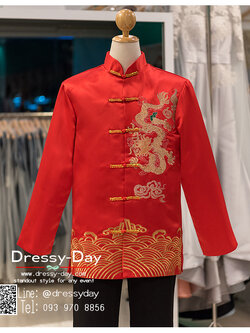 รหัส เสื้อจีนชาย : KPM014 เสื้อจีนชาย พร้อมส่ง ชุดจีนชาย โบราณ สีแดง ดีเทลทอง เหมาะมากสำหรับใส่ในพิธียกน้ำชา ถ่ายพรีเวดดิ้ง และสำหรับญาติเจ้าภาพ