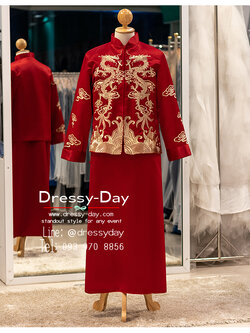 รหัส เสื้อจีนชาย : KPM025 ชุดแต่งงานจีนโบราณชาย ชุดจีนโบราณประยุกต์ ลายมังกร หล่อ เท่ห์ อลังการ พร้อมส่ง