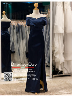 รหัส ชุดราตรียาว : PFL110 ชุดไปงานแต่ง แบบมีแขน เปิดไหล่ ชุดไปงานแต่งงานกลางคืน เรียบ หรู ดูแพง พร้อมส่ง