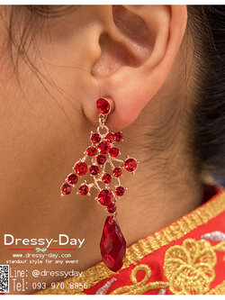 รหัส ปิ่นปักผมจีน : TR036 ขาย ต่างหู พร้อมส่ง ตุ้มหูจีน สีแดง เครื่องประดับจีน แบบโบราณ เหมาะมากสำหรับใส่ในพิธียกน้ำชา และงานแต่งงานธรรมเนียมจีน