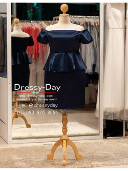 รหัส ชุดราตรีสั้น :PFS101 ชุดราตรีสั้นพร้อมส่ง ชุดราตรีสั้น เปิดไหล่ ชุดไปงานแต่งกลางคืน กลางวัน คนอ้วนใส่สวย