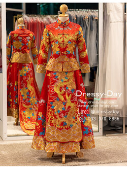 รหัส ชุดยกน้ำชา :KPL182 ชุดแต่งงานจีนโบราณตามประเพณี สีแดง สวย หรู อลังการตามประเพณีจีนดั้งเดิม