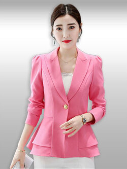 เสื้อสูทผู้หญิงสีชมพูเอวระบายสวยหวาน มี 5 ไซส รหัส1724