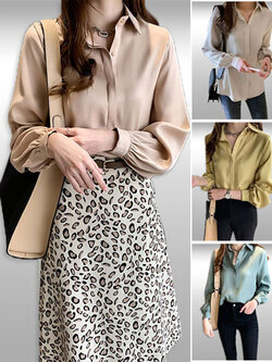 เสื้อเชิ๊ตแฟชั่นแขนยาวแบบสวยหรู 4 สี รหัส2335