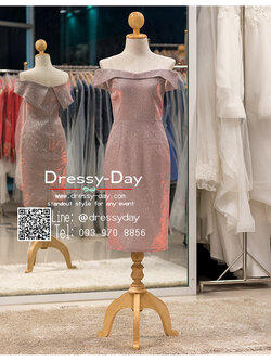 รหัส ชุดราตรี :PFS071 ชุดราตรีสั้น พร้อมส่ง เปิดไหล่ ผ้ากลิตเตอร์ สวย หรู เซ็กซี่เล็กๆ ใส่แล้วเก็บหุ่น คนอ้วนก็ใส่สวยค่ะ