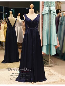 รหัส ชุดราตรียาว : PF055 - 3 ชุดราตรียาว เดรสออกงาน ชุดไปงานแต่งงาน ชุดแซก สีน้ำเงิน ซีทรูช่วงเอวด้านข้าง หมาะสำหรับงานแต่งงาน งานกลางคืน กาล่าดินเนอร์