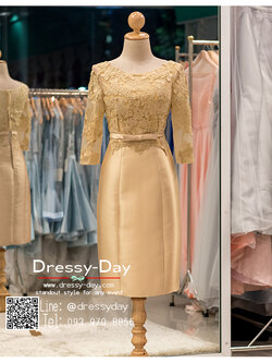 รหัส ชุดราตรี : PFS047A ชุดแซกมีแขน ชุดราตรีสั้นหรูสีทอง สวย สง่า ดูดีแบบเจ้าหญิง ใส่เป็นชุดงานเช้า ชุดไปงานแต่งงาน งานกาล่าดินเนอร์ งานเลี้ยง งานพรอม งานรับกระบี่ ปิดหลัง