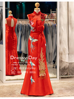 รหัส ชุดกี่เพ้า : KPL152 ชุดยกน้ำชา 2020 ใส่พิธีหมั้นจีน สวย หรูหรา สะกดทุกสายตา