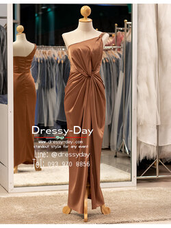 รหัส ชุดราตรียาว : PFL169 ชุดไปงานแต่ง มินิมอล ไหล่เฉียง ไหล่เดี่ยว ชุดไปงานแต่งงานกลางคืน สวย เรียบ หรู ดูแพง