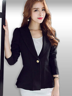 เสื้อสูทผู้หญิงแขนยาวสีดำเอวระบายสวยหวาน มี 5 ไซส รหัส1724