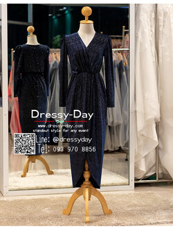 รหัส ชุดเจ้าภาพ : PFL137 ชุดไปงานแต่งพร้อมส่ง แบบมีแขน ชุดไปงานแต่งงานกลางคืน ธีม gliter เรียบ หรู ดูแพง พร้อมส่ง