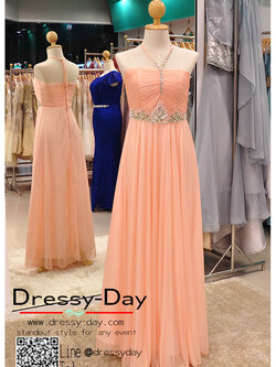 รหัส ชุดราตรี : JE019 เดรสออกงาน ชุดราตรียาว สีโอรส ชุดออกงาน ชุดไปงานแต่งงาน เหมาาะใส่งานแต่งงาน งานหมั้น งานกลางวัน กลางคืน