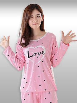 ชุดเซ็ทเสื้อกางเกงขายาวลายหัวใจสุดน่ารัก รหัส2110