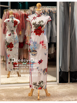 รหัส ชุดกี่เพ้า : KPL165 ชุดกี่เพ้าแฟชั่น แบบยาว ชดกี่เพ้าประยุกต์ โมเดริน์ พร้อมส่ง ใส่ตรุษจีน สวย อินเทรนด์