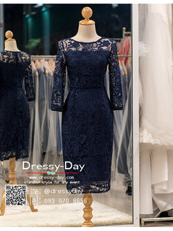 รหัส ชุดเจ้าภาพ :PFS068 ชุดแซก ชุดราตรี สีเนวี่บลู /น้ำเงิน/กรม ลูกไม้ มีแขนเรียบหรูเหมาะใส่ออกงานกลางคืน งานคอกเทล