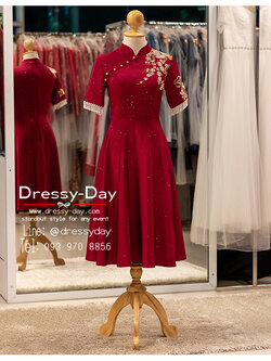 รหัส ชุดกี่เพ้าสั้น :KPS138 ชุดยกน้ำชา 2022 ชุดเจ้าสาวจีนยกน้ำชา สวย หวาน หรู โดดเด่นเหมือนดารา