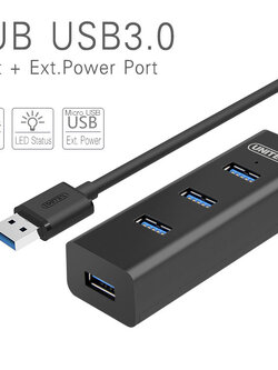 Y-3089 Unitek HUB USB 4 Port USB3.0 มีพอร์ตแบบ Micro USB เพิ่มไฟเลี้ยง 5V