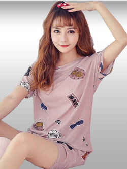 ชุดเซ็ทเสื้อกางเกงสีชมพูลายการ์ตูนสุดน่ารัก รหัส2168