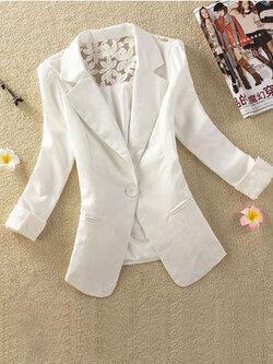 เสื้อสูทผู้หญิงแฟชั่นสีขาวแต่งลูกไม้สวยหวานรหัส1838