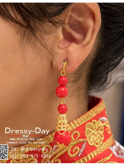 รหัส ปิ่นปักผมจีน : TR064 ขาย ต่างหู พร้อมส่ง ตุ้มหูจีน สีแดง เครื่องประดับจีน แบบโบราณ เหมาะมากสำหรับใส่ในพิธียกน้ำชา และงานแต่งงานธรรมเนียมจีน