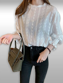 เสื้อแฟชั่นคอกลมแบบสวยหรูสไตล์เกาหลี รหัส2190