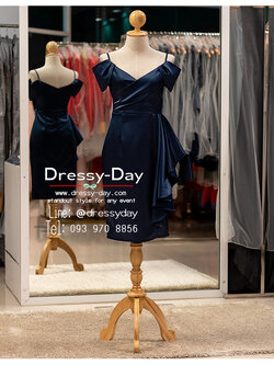 รหัส ชุดราตรี :PFS102 ชุดราตรีสั้นพร้อมส่ง ชุดราตรีสั้น เปิดไหล่ ชุดไปงานแต่งกลางคืน กลางวัน คนอ้วนใส่สวย