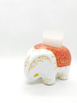 ช้างใส่เทียนหอมเทียน Size S ขาวแดง