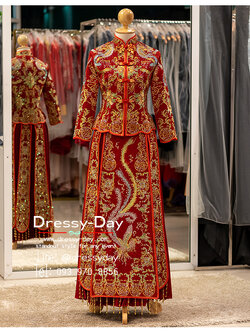 รหัส ชุดยกน้ำชา :KPL160 ชุดแต่งงานจีนโบราณ ชุดแต่งงานยกน้ำชา สวย หรูอลังการตามประเพณีจีนโบราณ