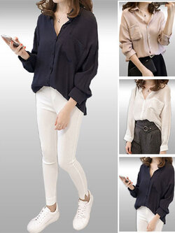 เสื้อเชิ๊ตแฟชั่นใส่สบายสไตล์เกาหลี มี3สี รหัส2351