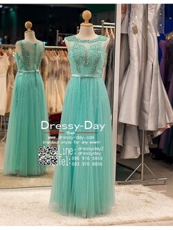 รหัส ชุดราตรียาว : PF004 ชุดแซก ชุดราตรี after party สีเขียว แขนกุด ประดับเลื่อมบนชุด มีโบว์น่ารักที่เอว สวยเก๋เหมาะใส่ออกงานกลางคืน งานแต่งงาน