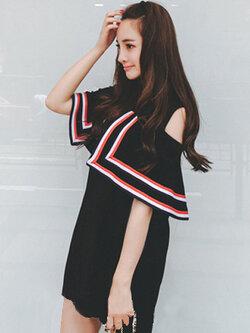 ชุดเดรสแฟชั่นแขนกุด ดไซน์เก๋-1474-สีดำ