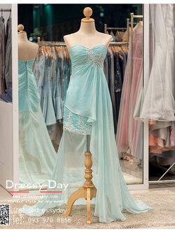 รหัส ชุดราตรี : PF022 ชุดราตรีหน้าสั้นหลังยาว สีเขียวมิ้นท์ พร้อมส่ง สวยหรูกับดีเทลลูกไม้ ผ้าชีฟองทั้งชุด ราคาถูกกว่าเช่า ใส่ไปงานแต่งงาน งานปาร์ตี้ งานเลี้ยง ชุดเพื่อนเจ้าสาว ชุดถ่ายพรีเวดดิ้ง